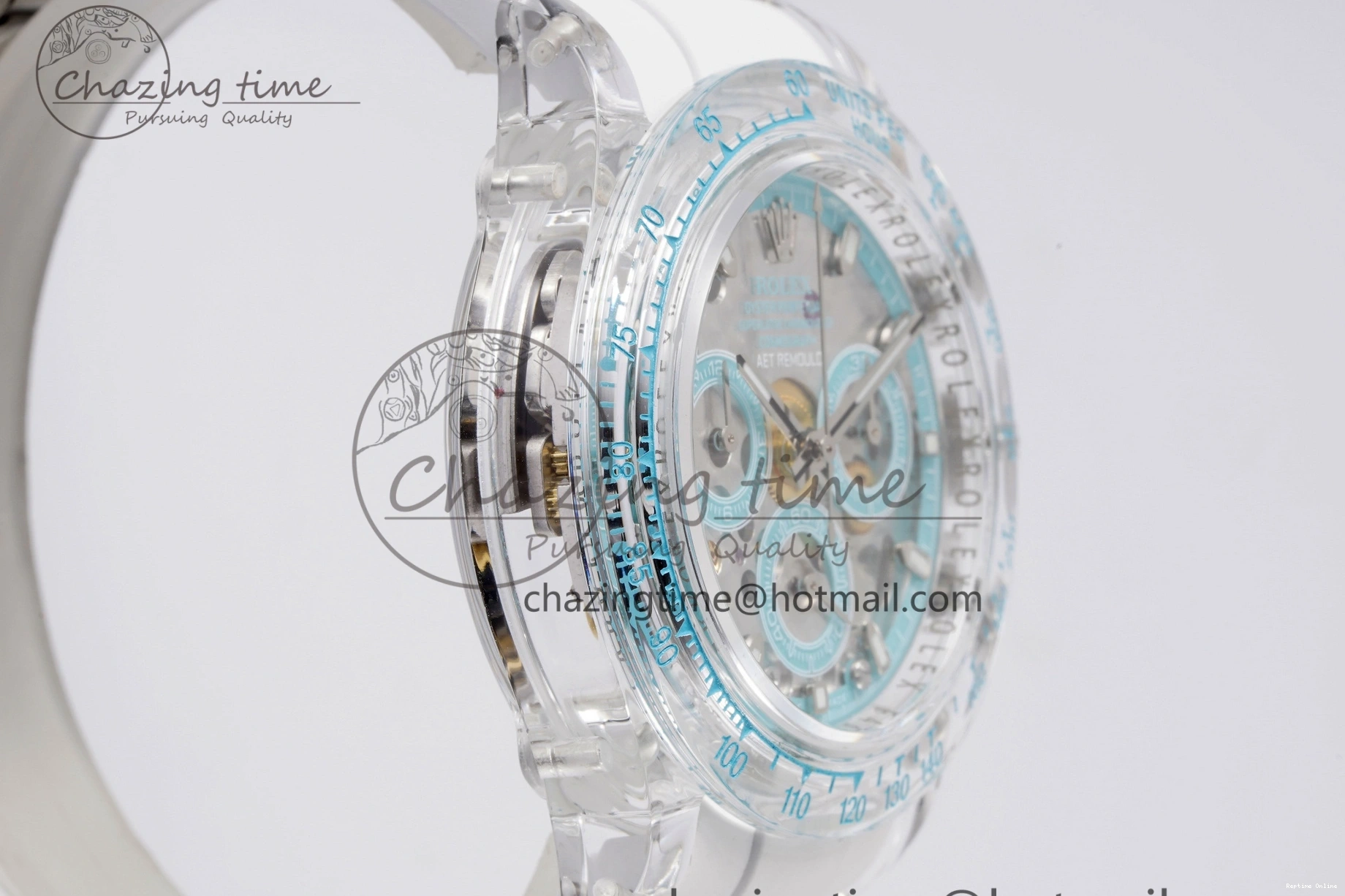1221 Daytona Transparent IPK Best Edition Transparent Blue Dial on White Rubber Strap SA HighQuality 1969